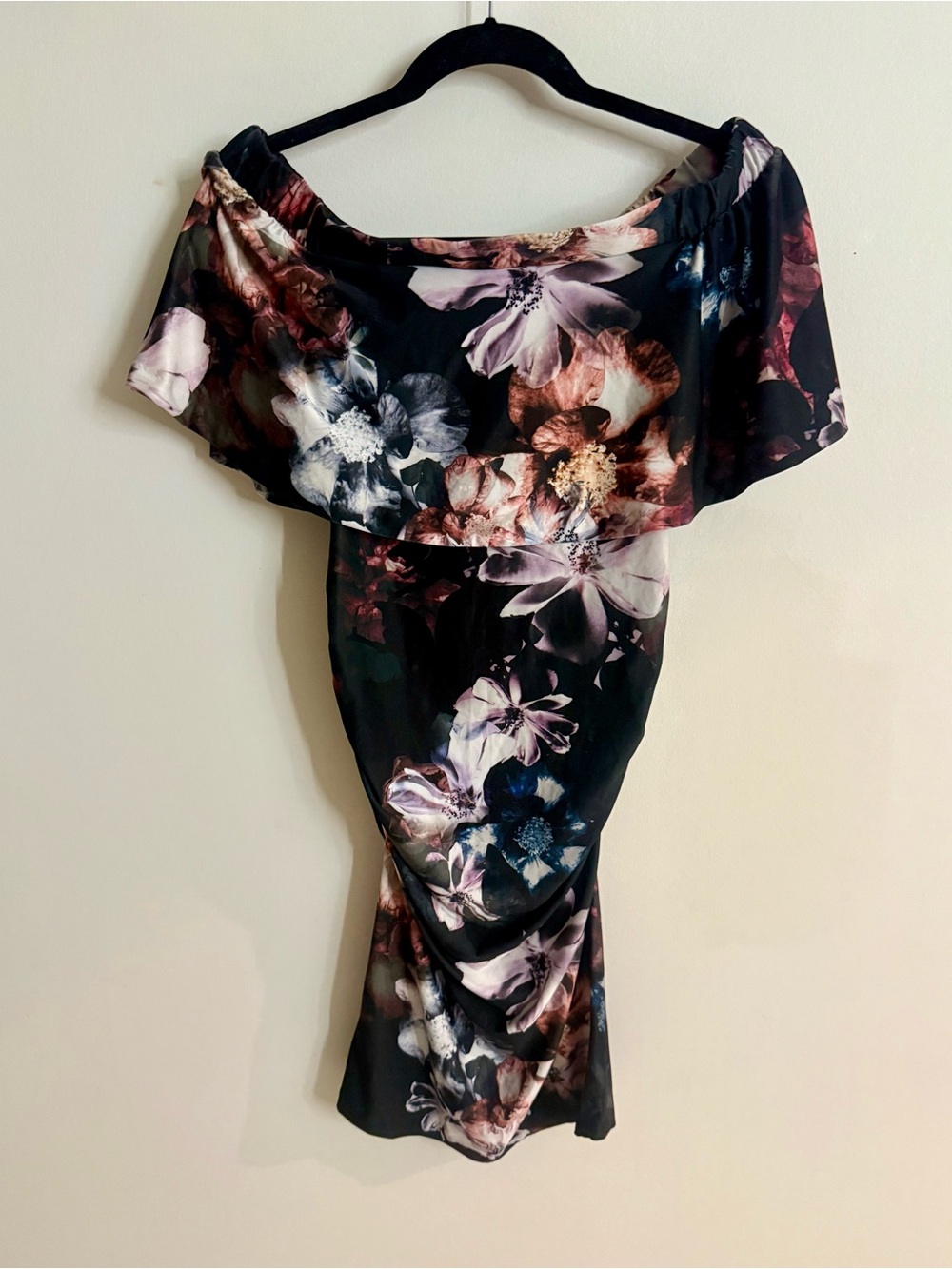 Ripe Black Floral Off the Shoulder Maternity Dress